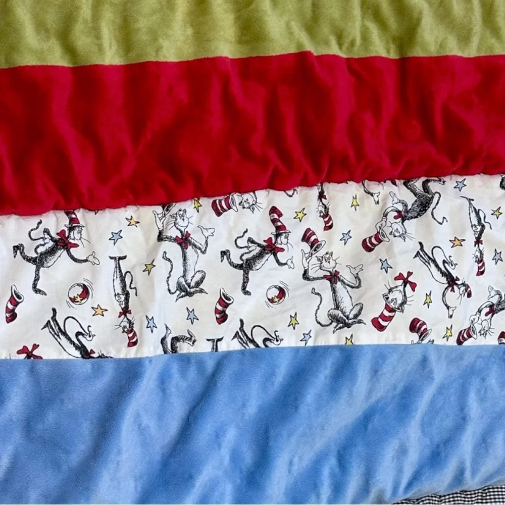 Dr. Seuss Baby Color Block Reversible Crib Quilt Comforter Patchwork Play Mat